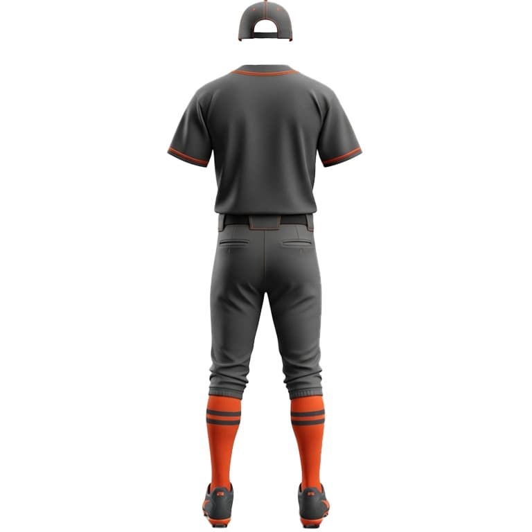 Men's Premium Charcoal Grey & Orange Baseball Uniform Kit view 3