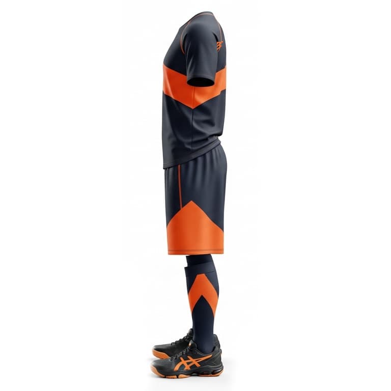 Men's Navy & Orange Performance Volleyball Jersey and Shorts Set | Dynamic Athletic Kit view 3