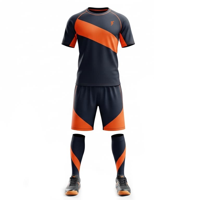 Men's Navy & Orange Performance Volleyball Jersey and Shorts Set | Dynamic Athletic Kit