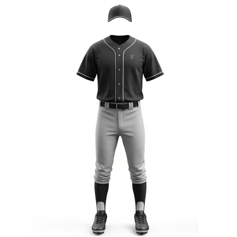 Men's Classic Black & Grey Baseball Uniform Kit