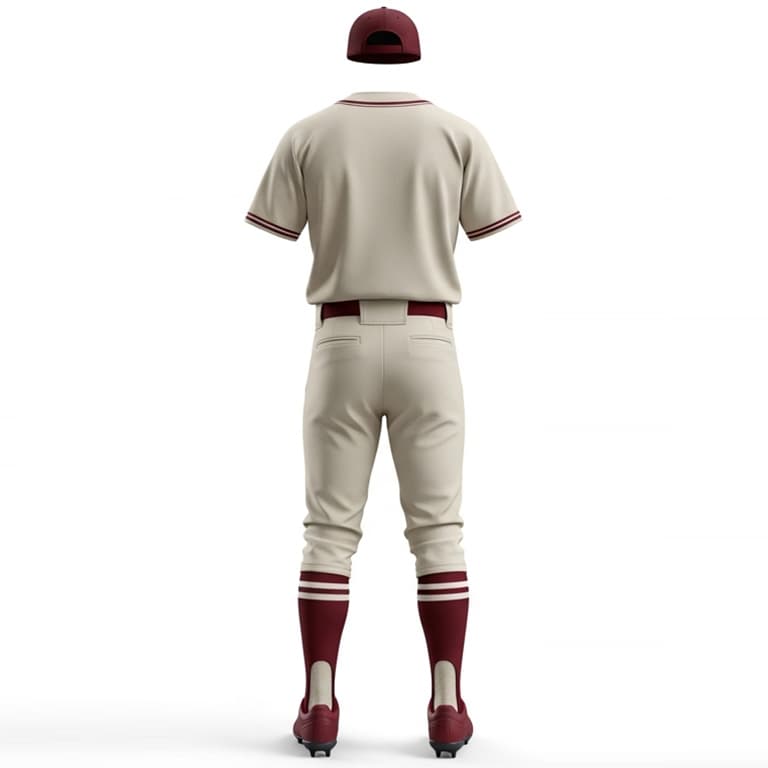Men's Vintage Cream & Burgundy Baseball Uniform Kit view 2