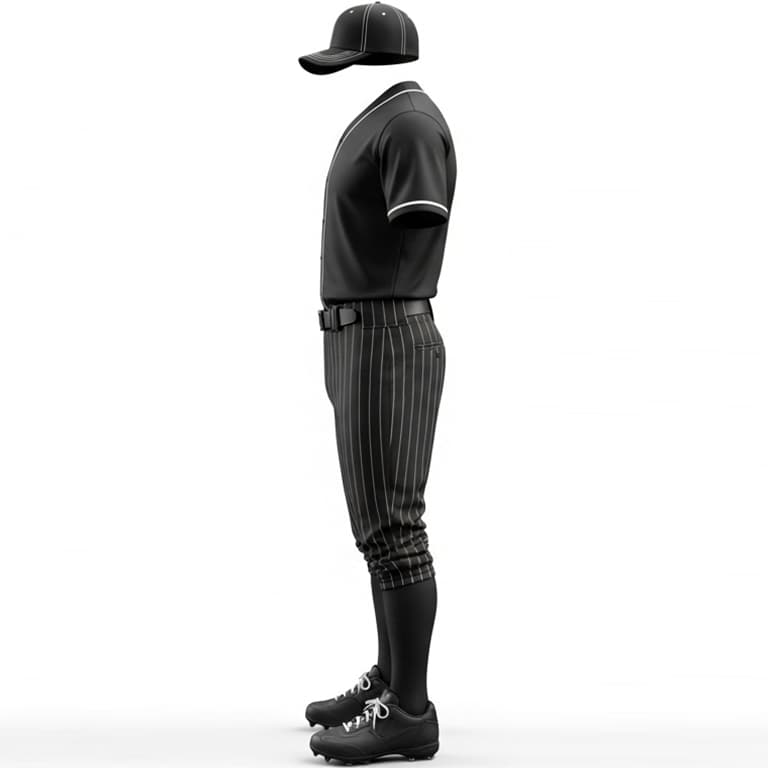 Men's Sleek Black Pinstripe Baseball Uniform Kit view 2