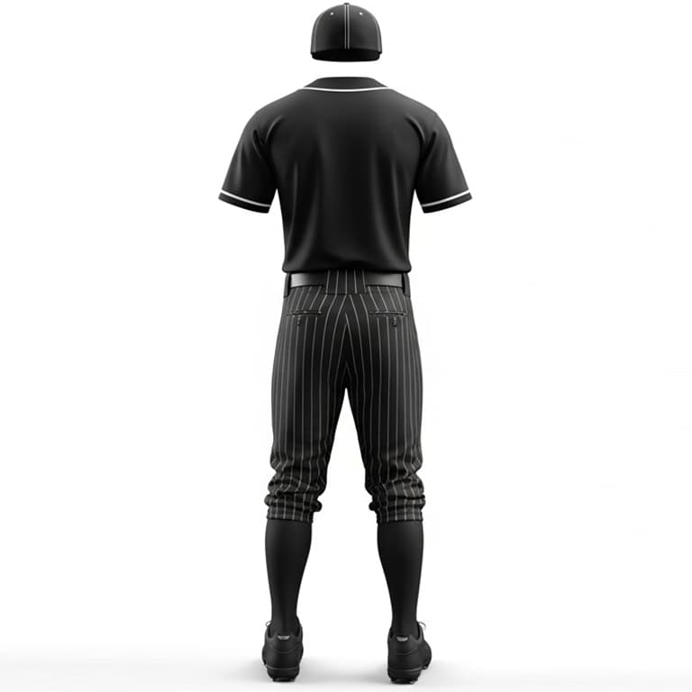 Men's Sleek Black Pinstripe Baseball Uniform Kit view 3