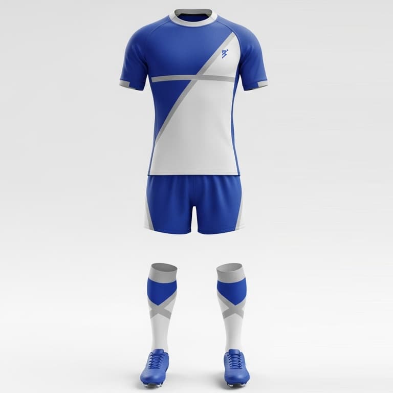 Men's Blue & White Rugby Team Uniform Set – Jersey, Shorts & Socks