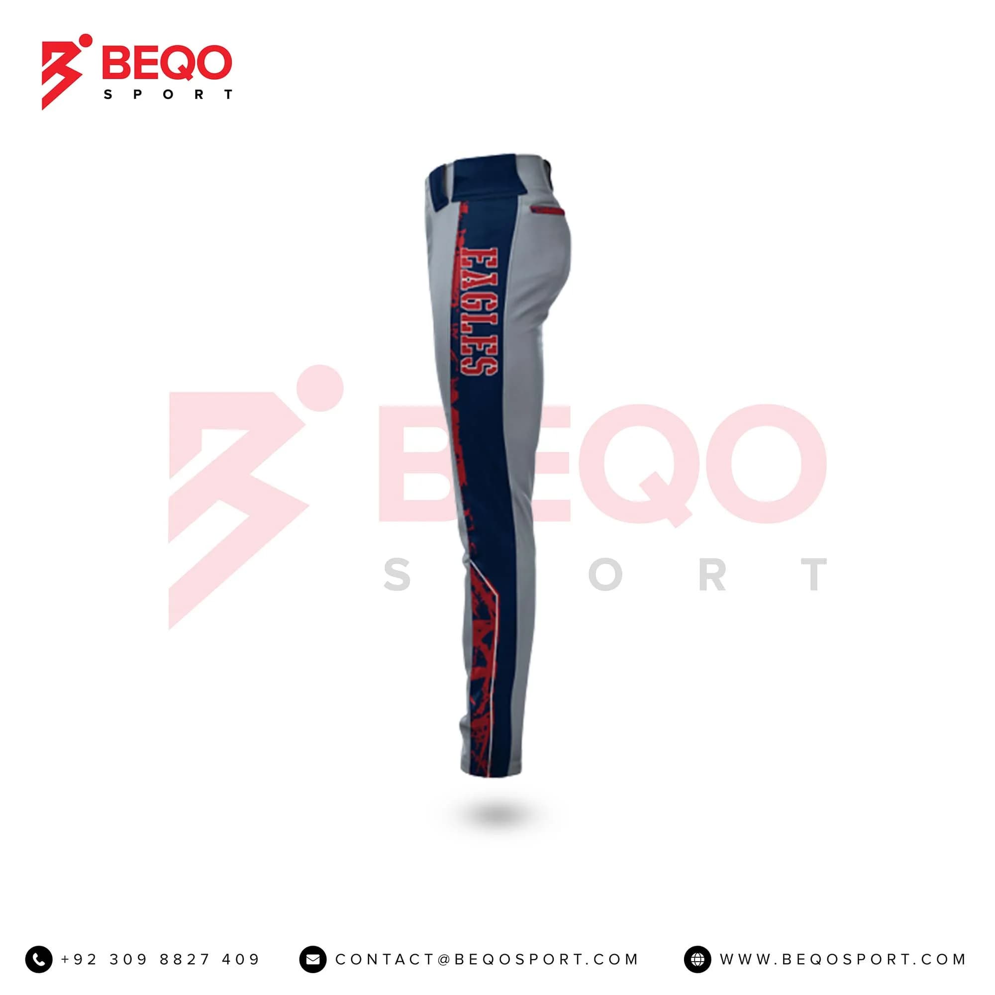 Men's Grey Full Length Baseball Pants
