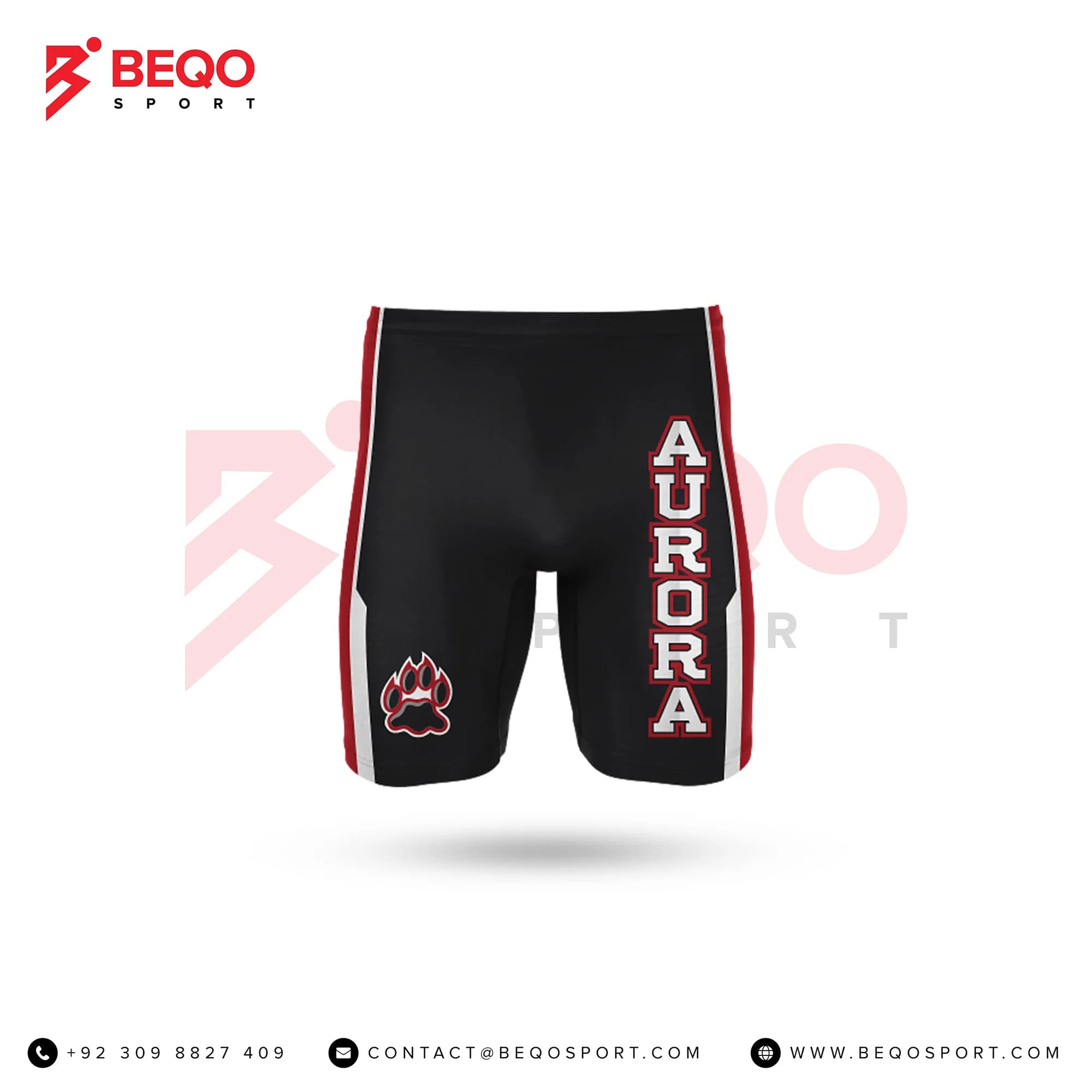 Black And Red Wrestling Compression Shorts