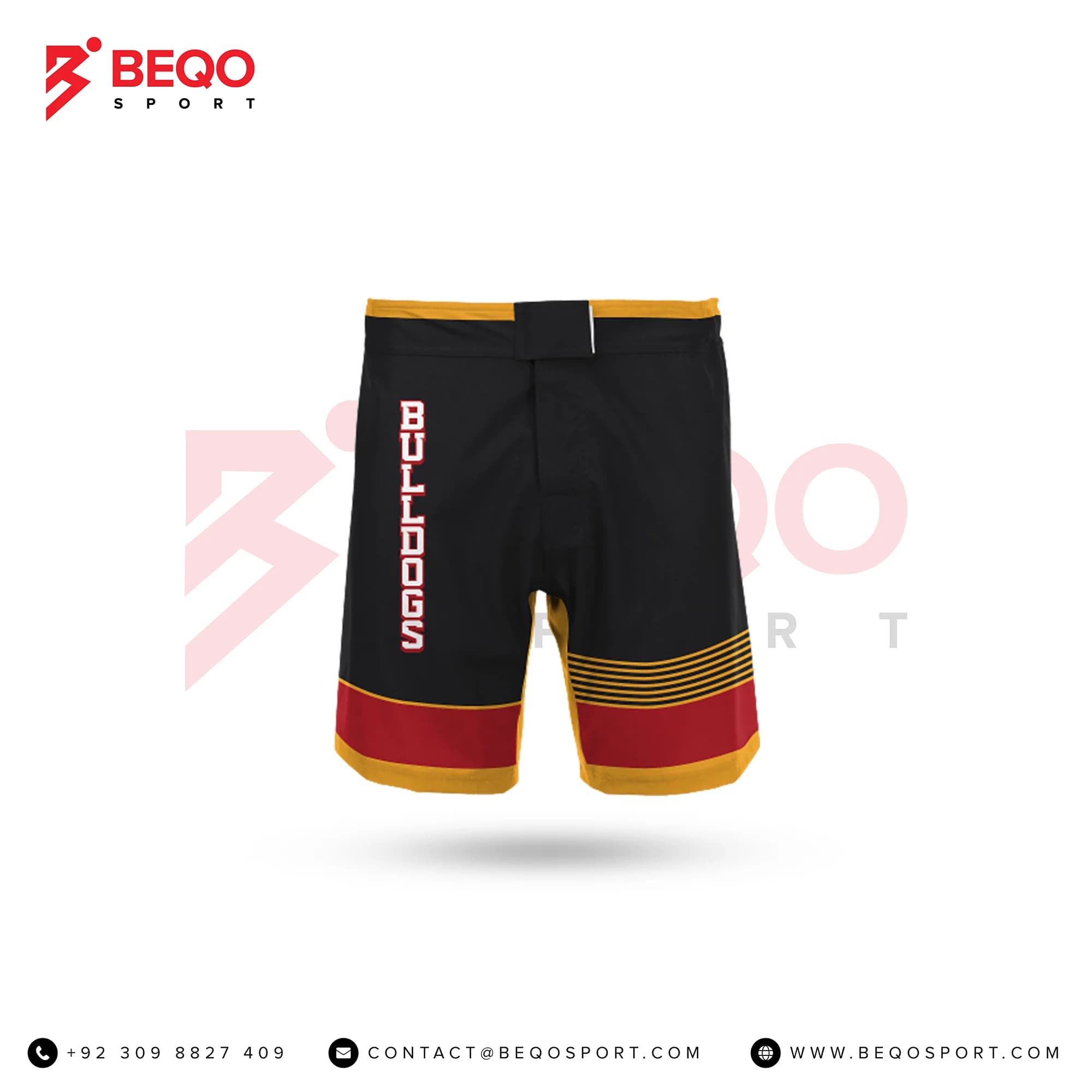 Black And Red Yellow Lines Wrestling Fight Shorts