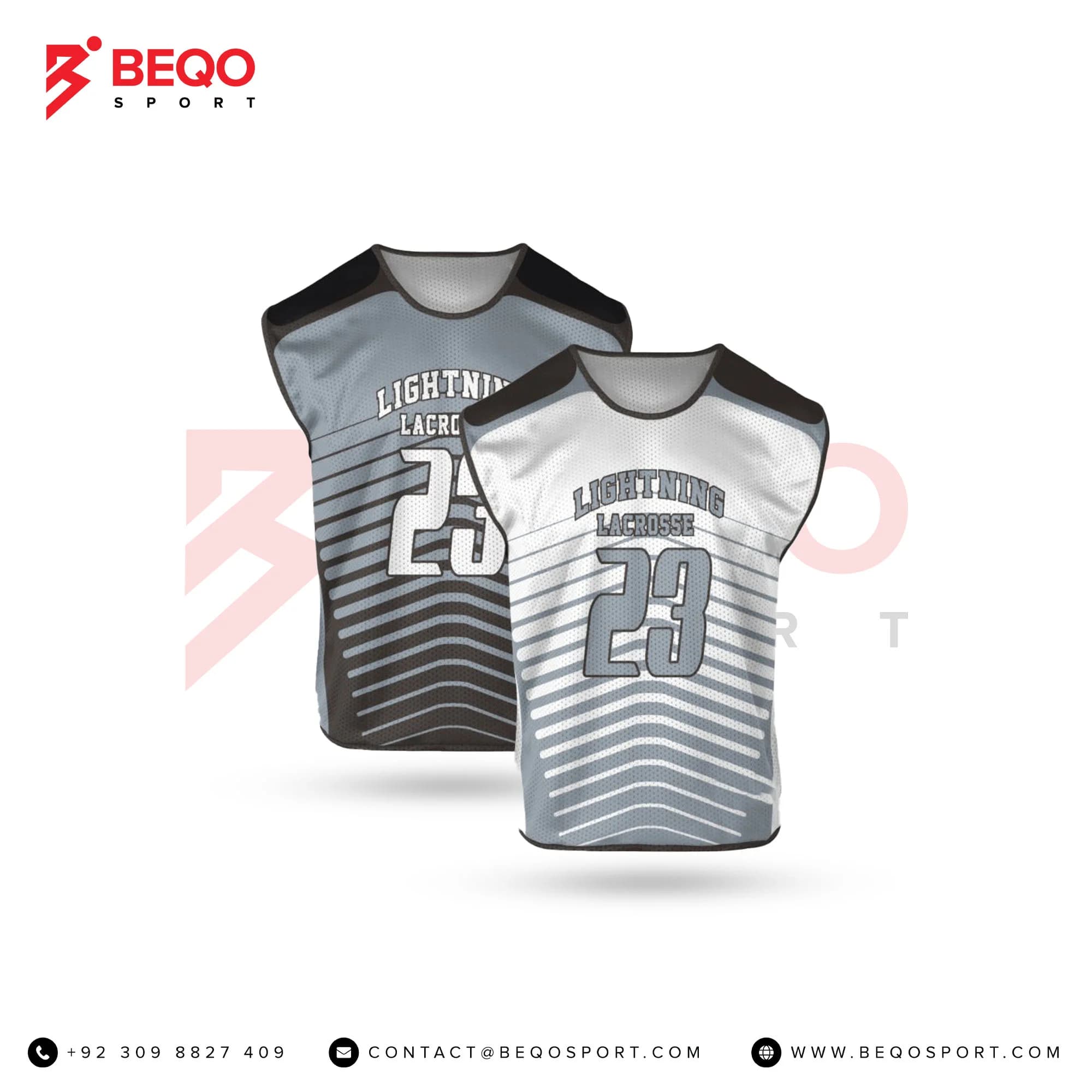 Black And White Reversible Sleeveless Lacrosse jersey