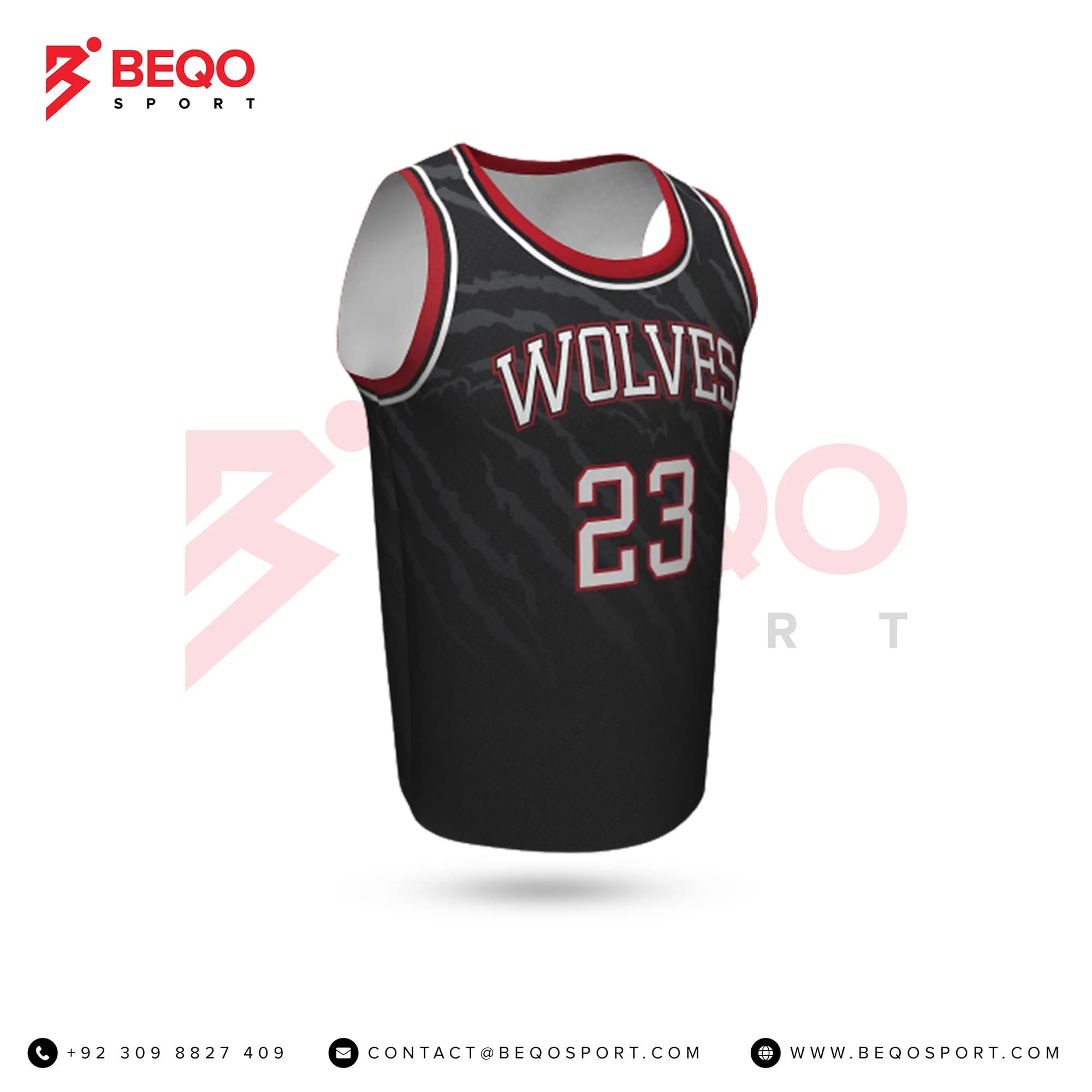 Black Basketball Crew Neck Jersey