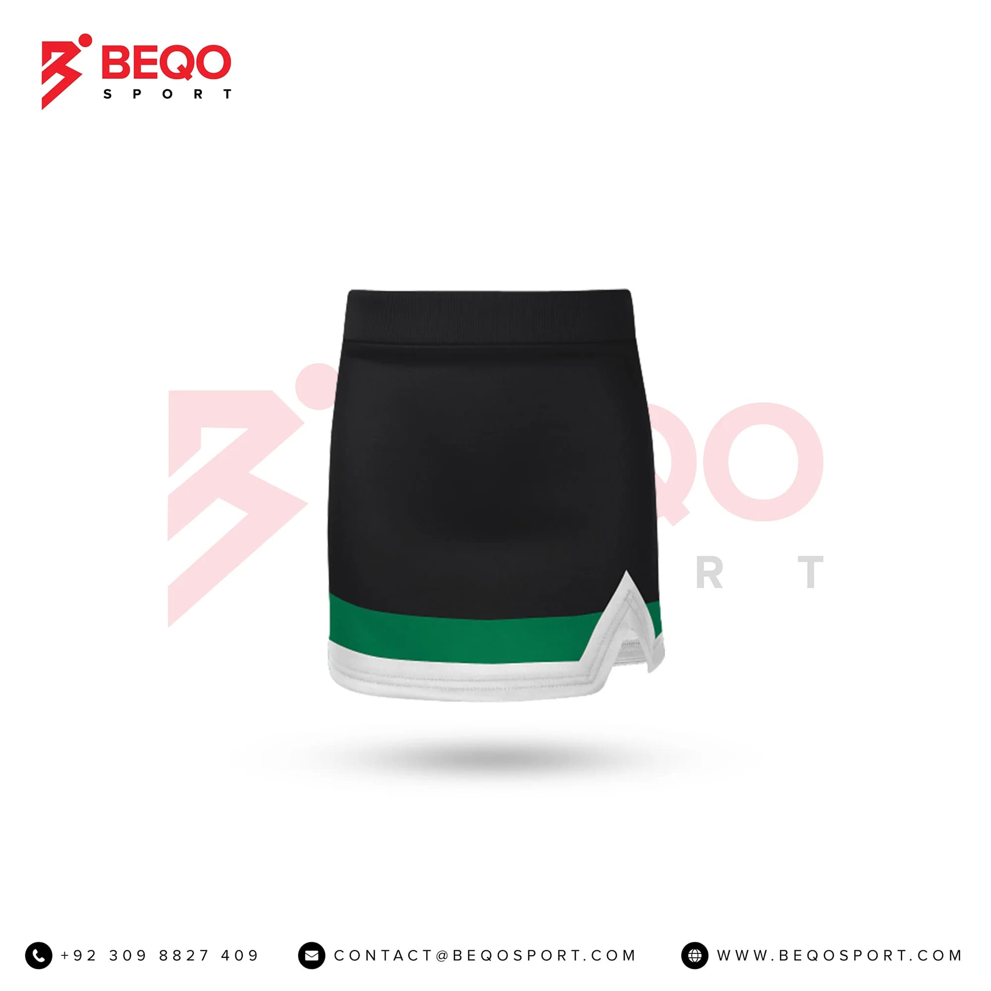 Black White and Green Cheer V-Notch Skirt