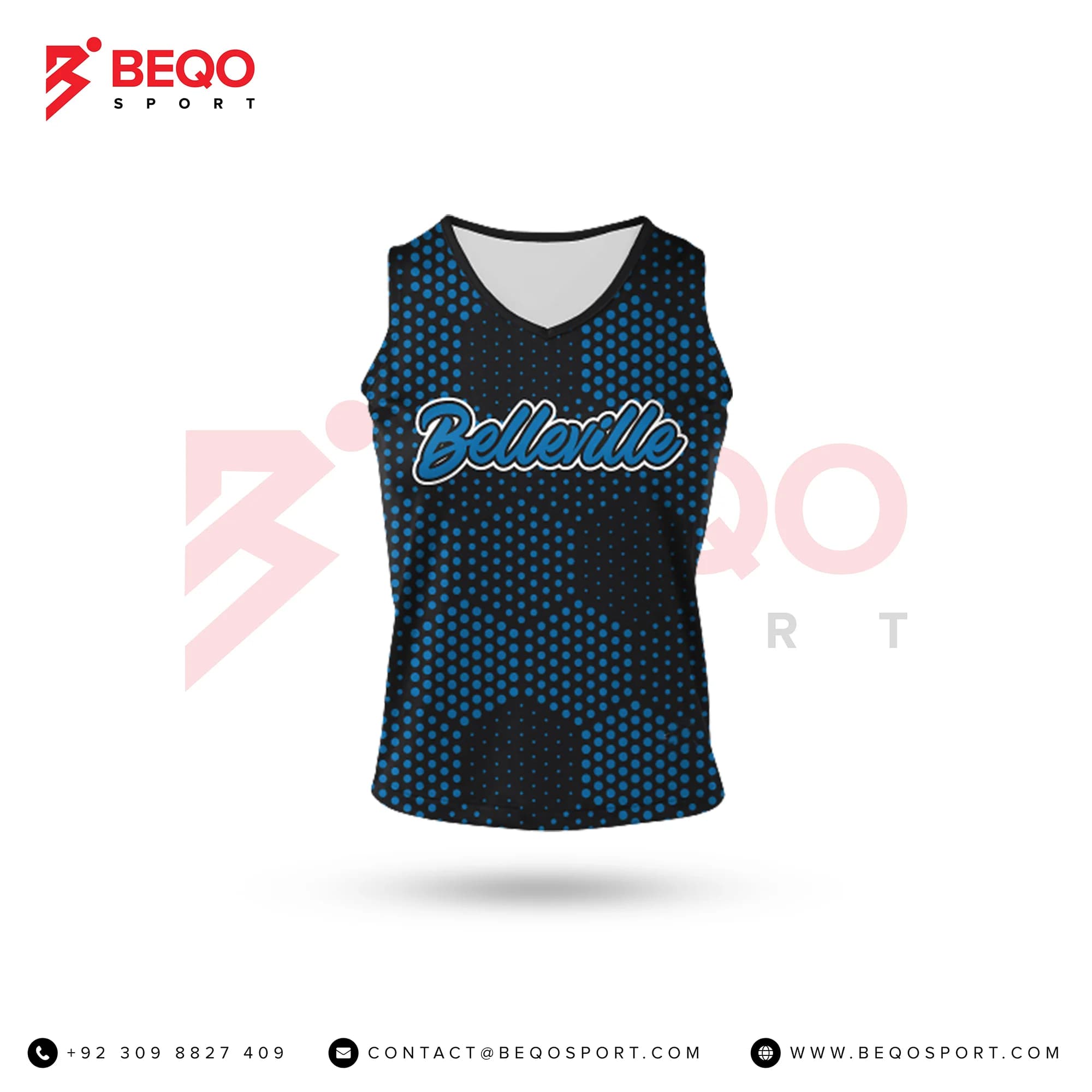 Black and Blue Doted Cheer Sleeveless Shell