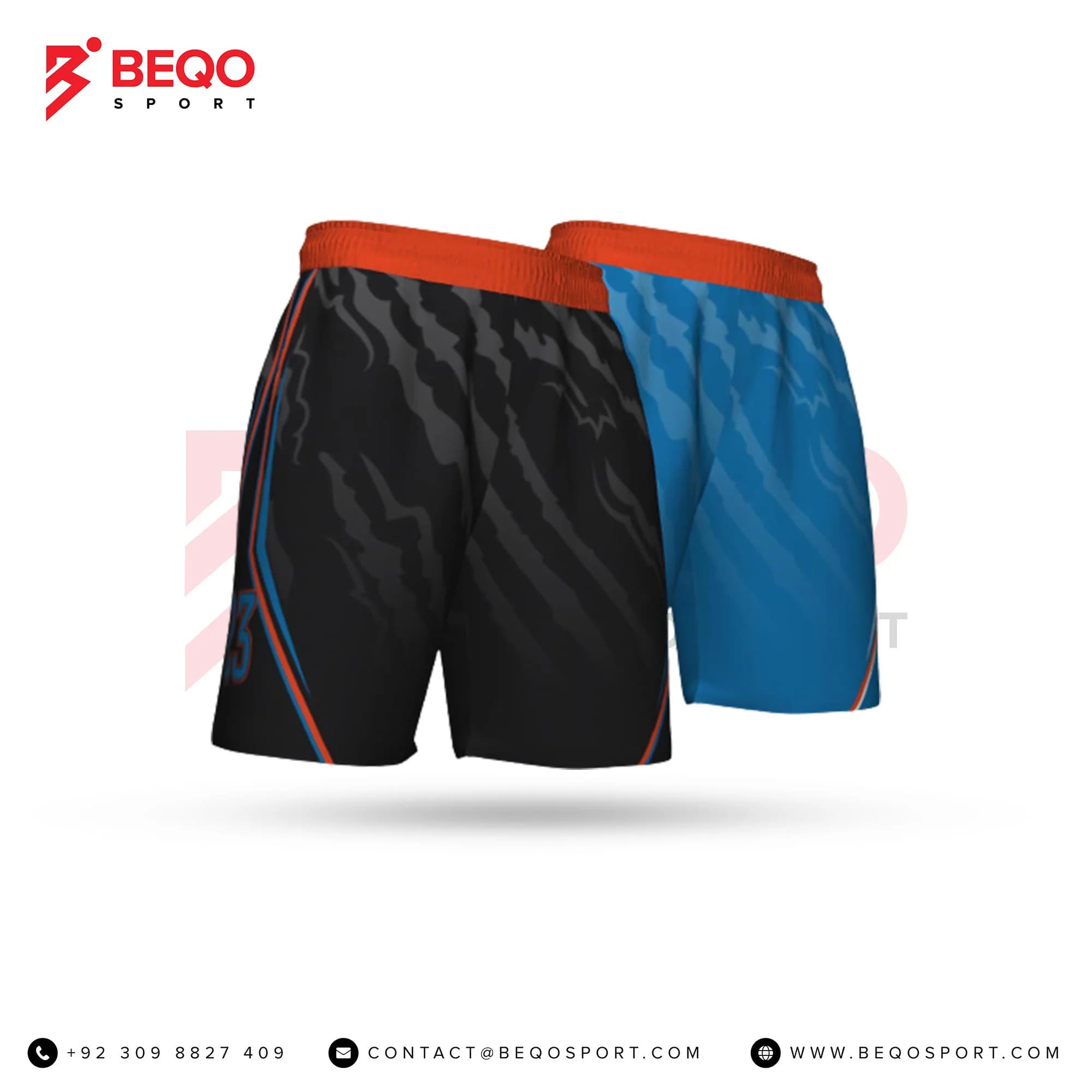 Black and Blue Sublimated Reversible Basketball Shorts