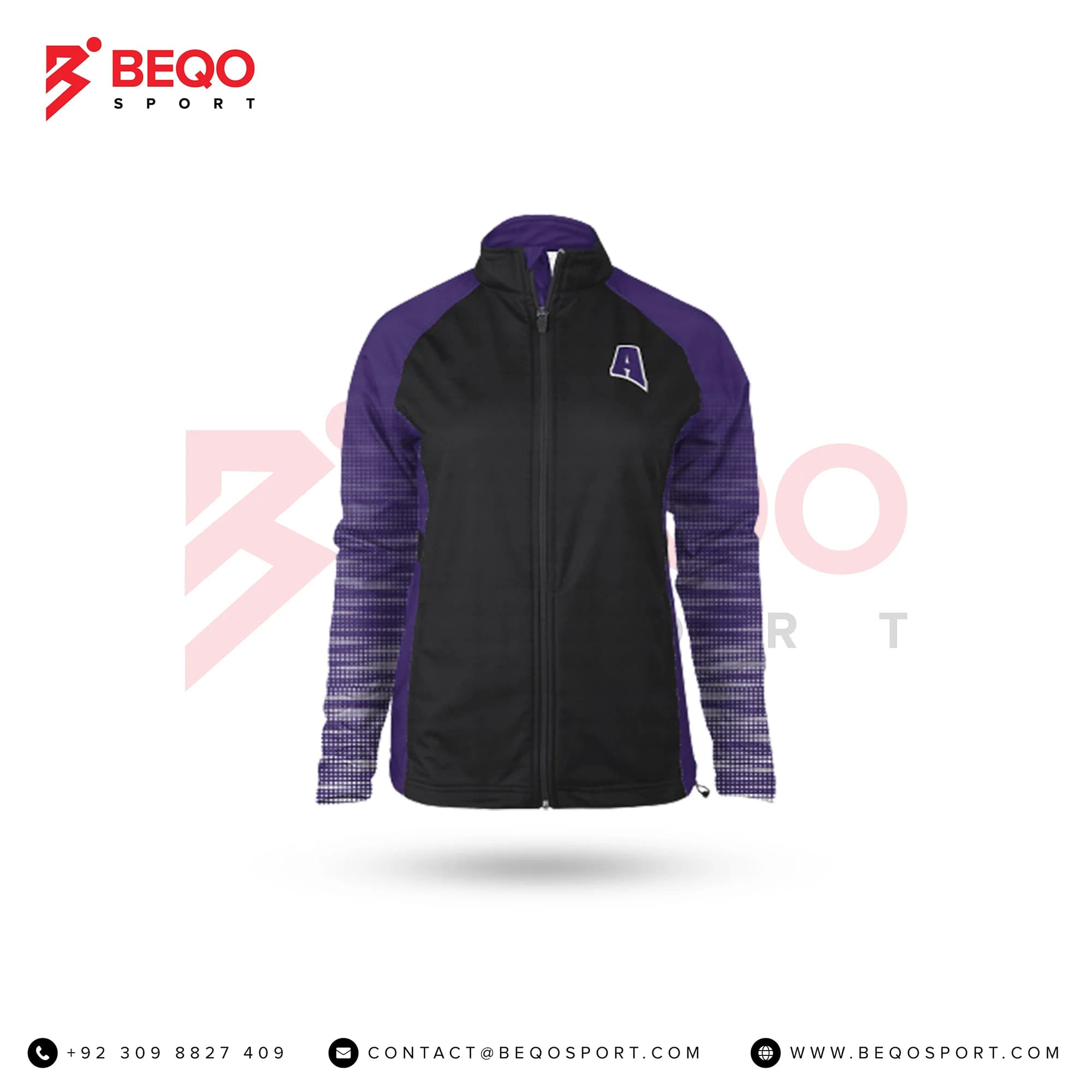 Black and Purple Sublimated Ladies Verge Warm-Up Full-Zip Jacket