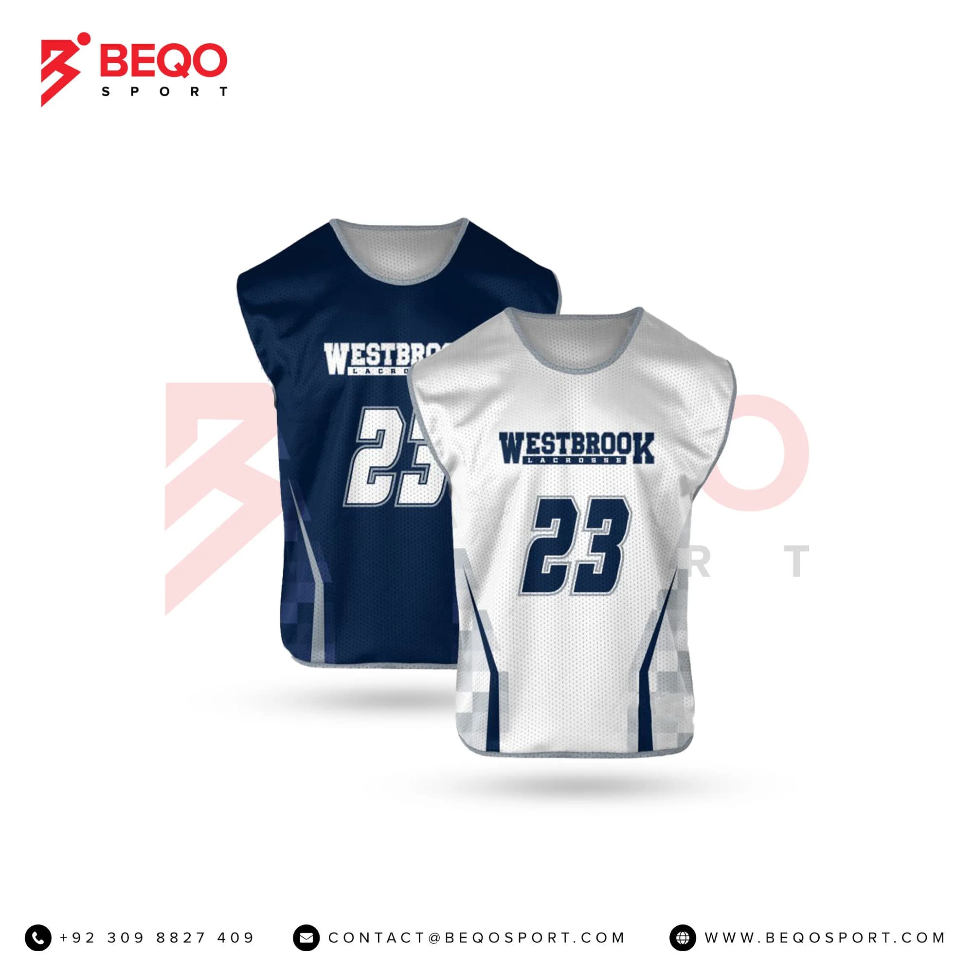 Blue And Grey Reversible Sleeveless Lacrosse Jerseys