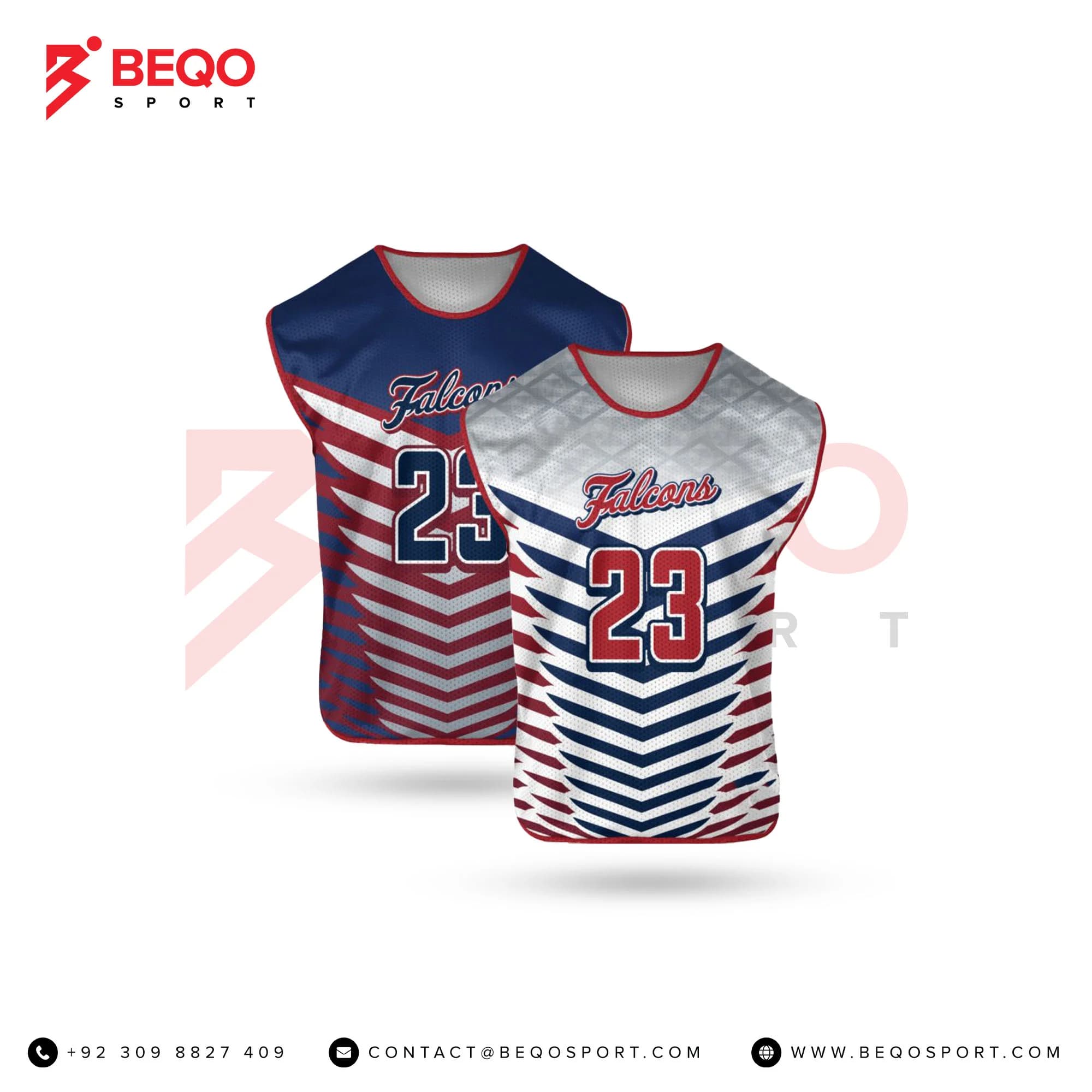 Blue And Red Lining Reversible Sleeveless Lacrosse Jersey