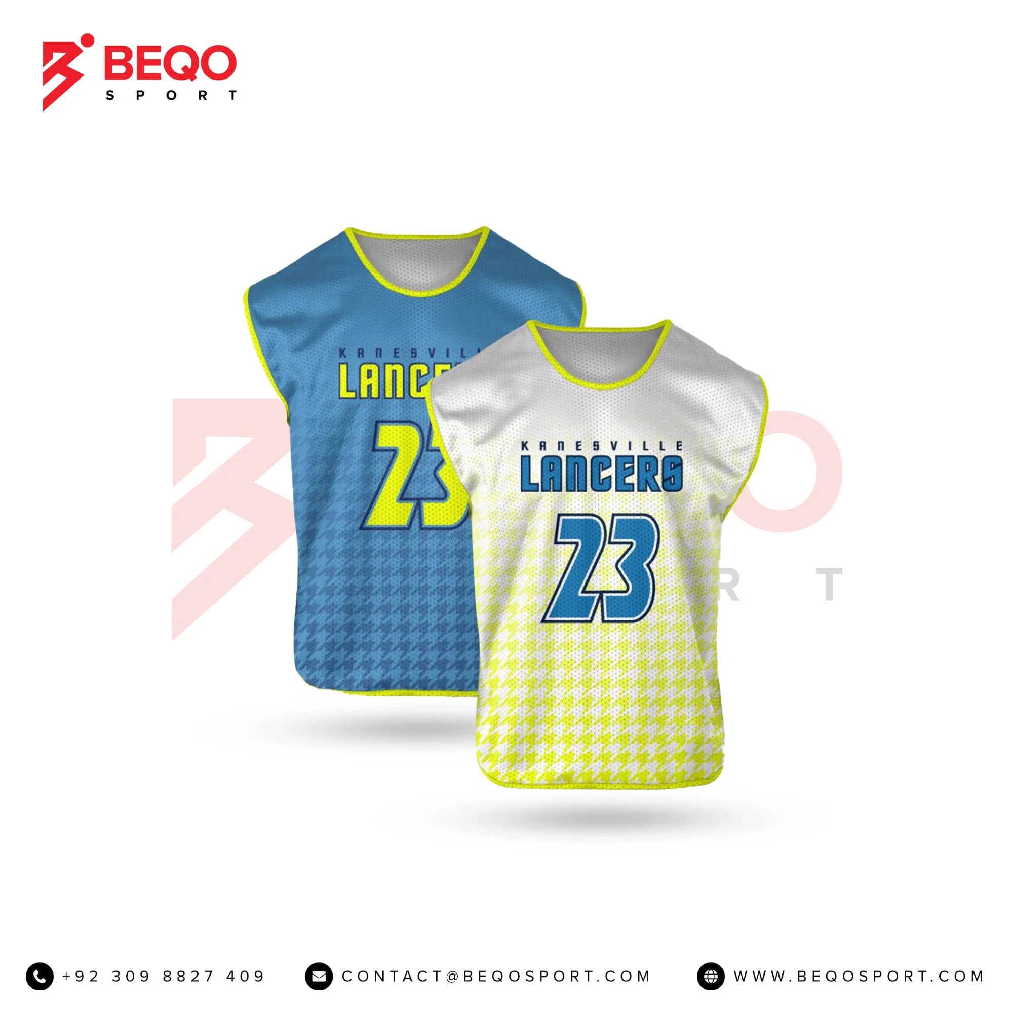 Blue And Yellow Lines Reversible Sleeveless Lacrosse Jerseys