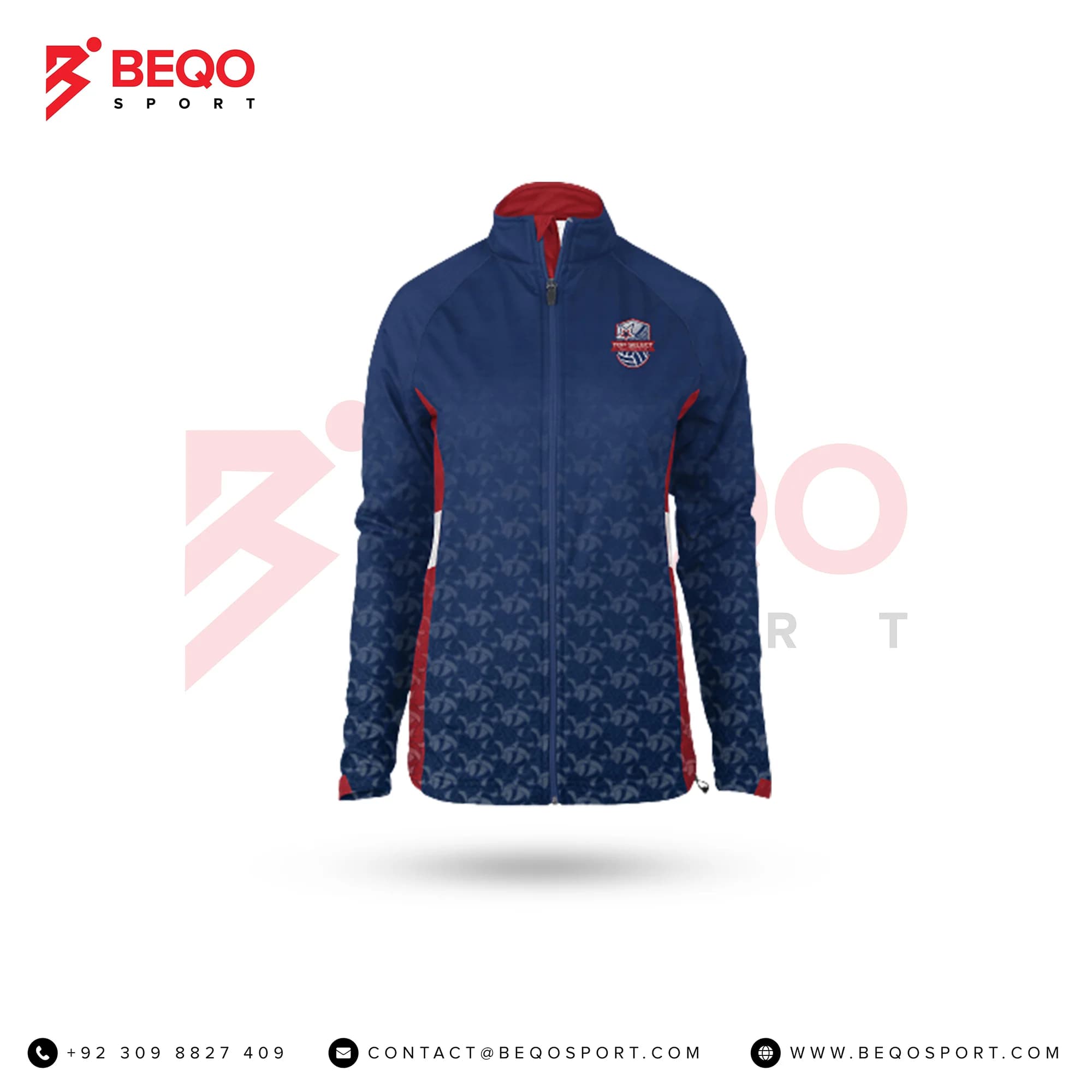 Blue and Red Sublimated Ladies Verge Warm-Up Full-Zip Jacket