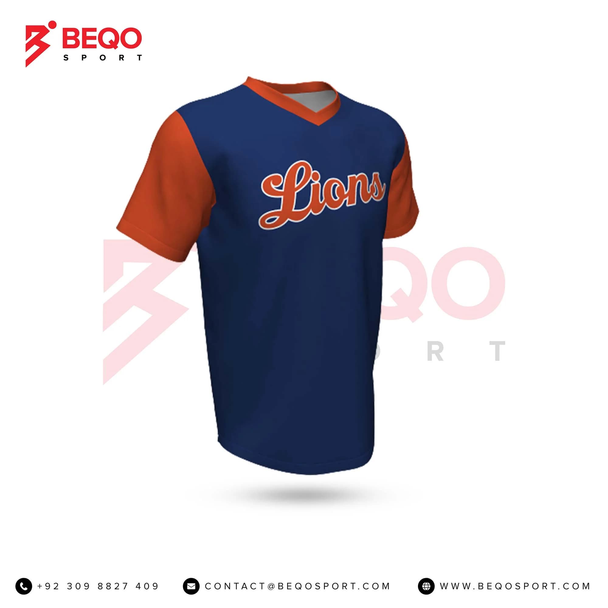 Blue and Coppertown Baseball V Neck Jersey
