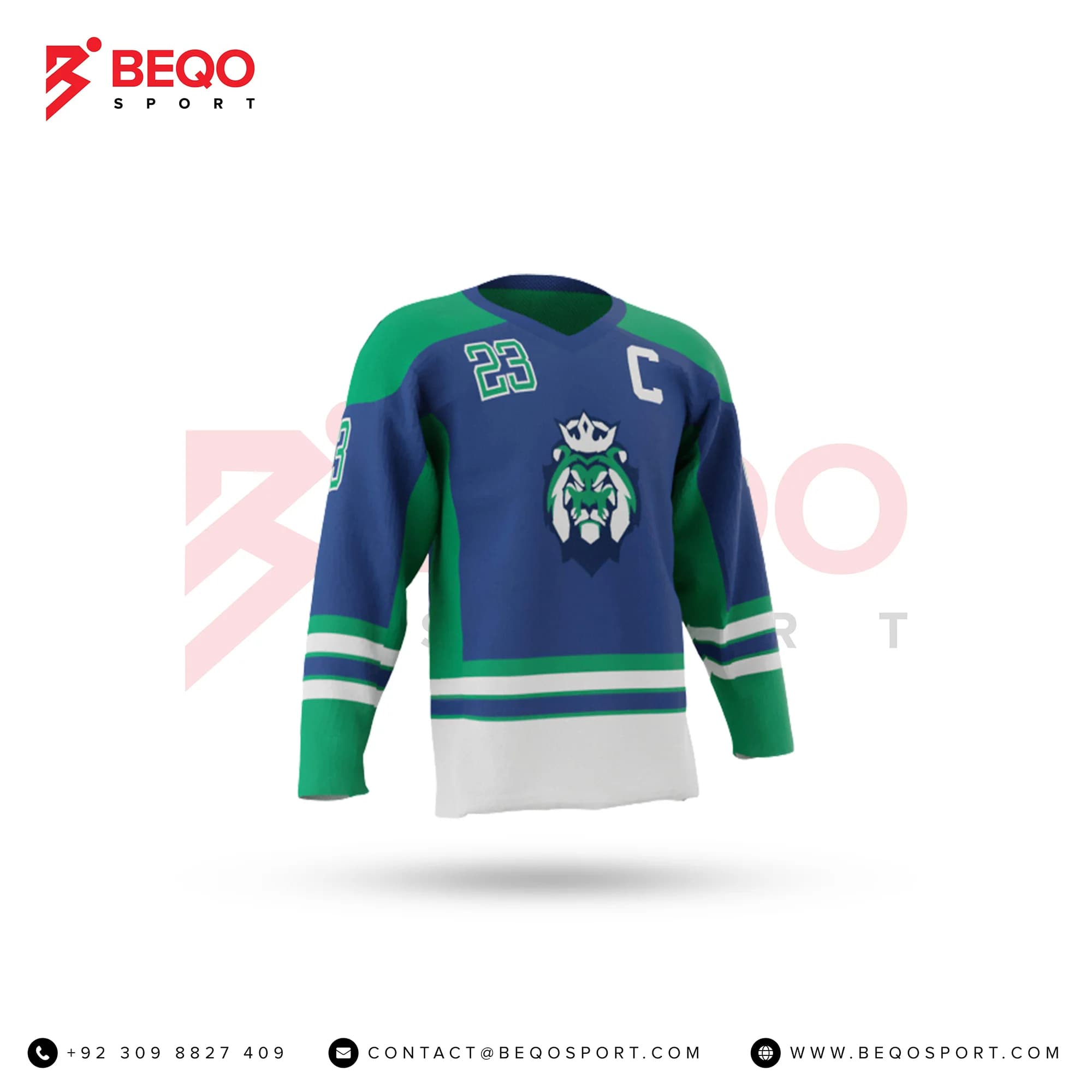 Blue and Green Sublimation Ice Hockey Jerseys