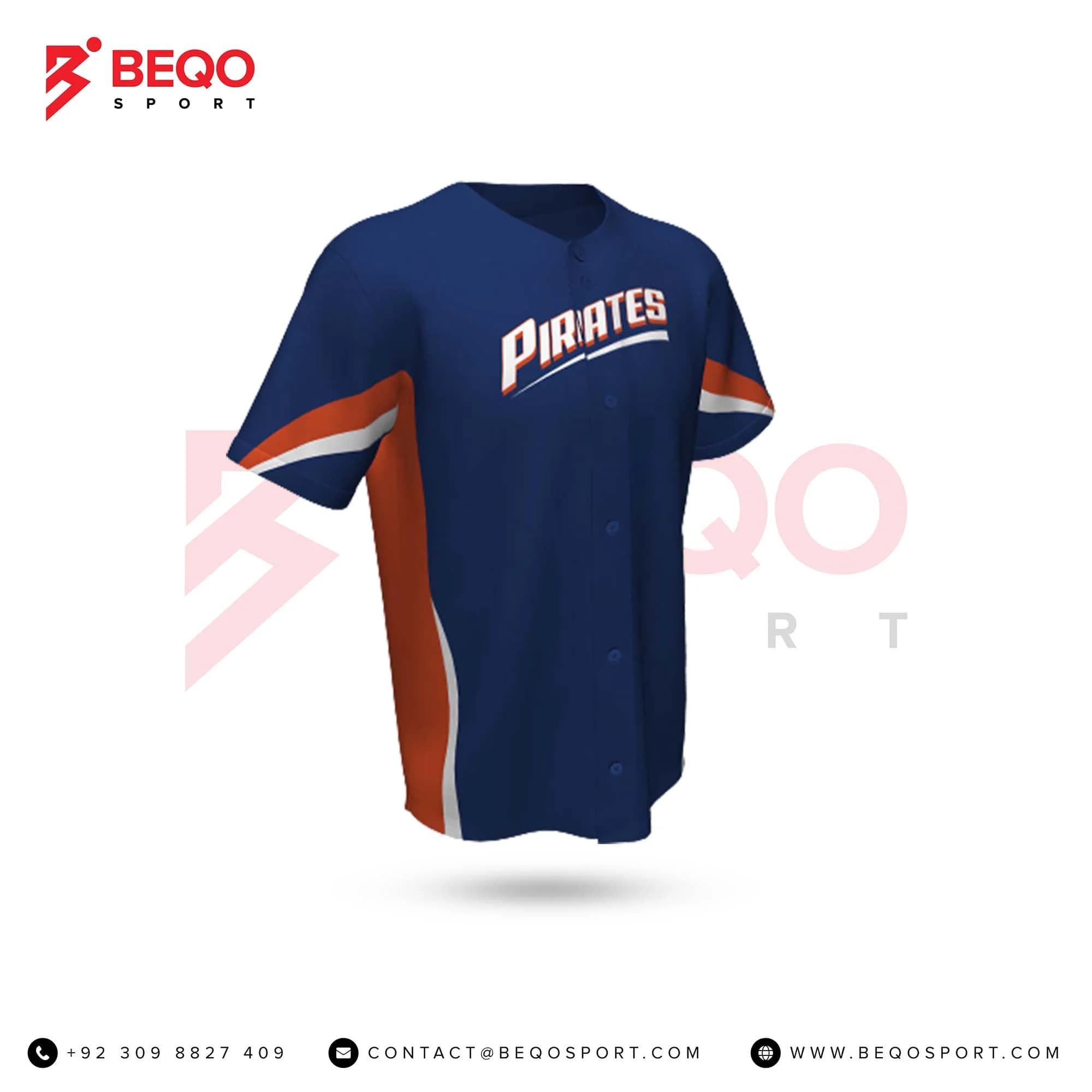 Blue and Red Sublimated Baseball Full Button Jersey