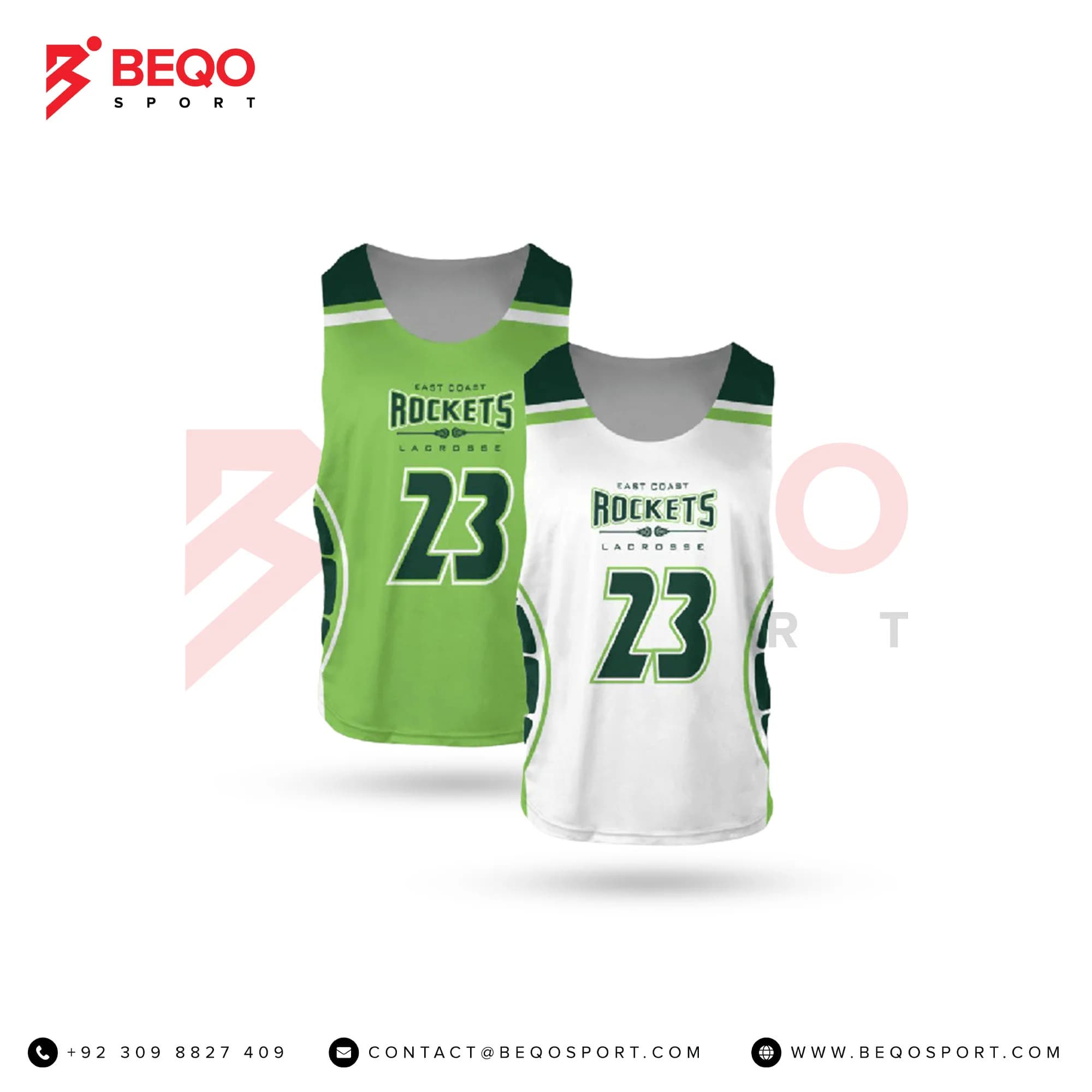 Green And White Reversible Lacrosse Practice Jerseys