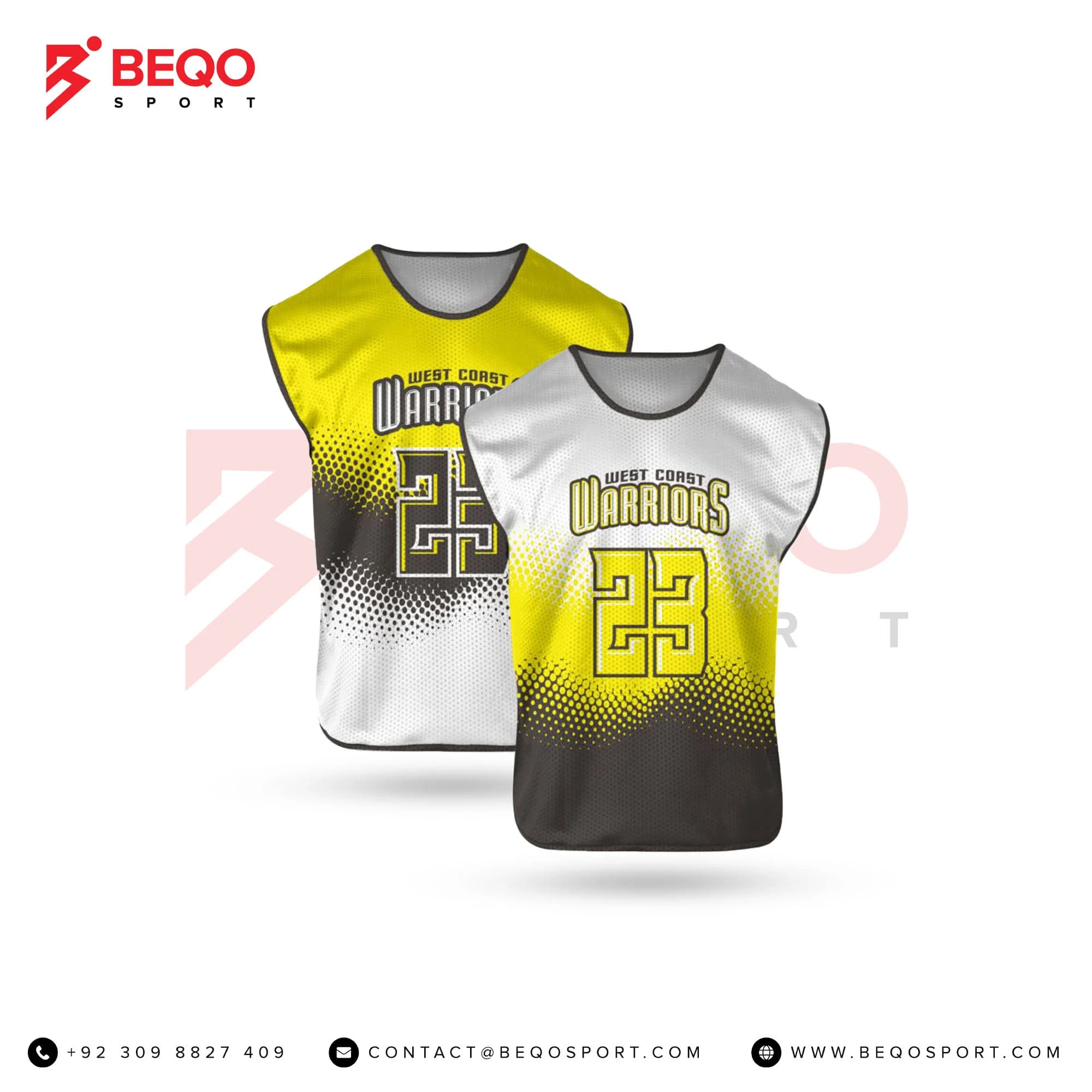 Grey Yellow And Black Reversible Sleeveless Lacrosse Jerseys