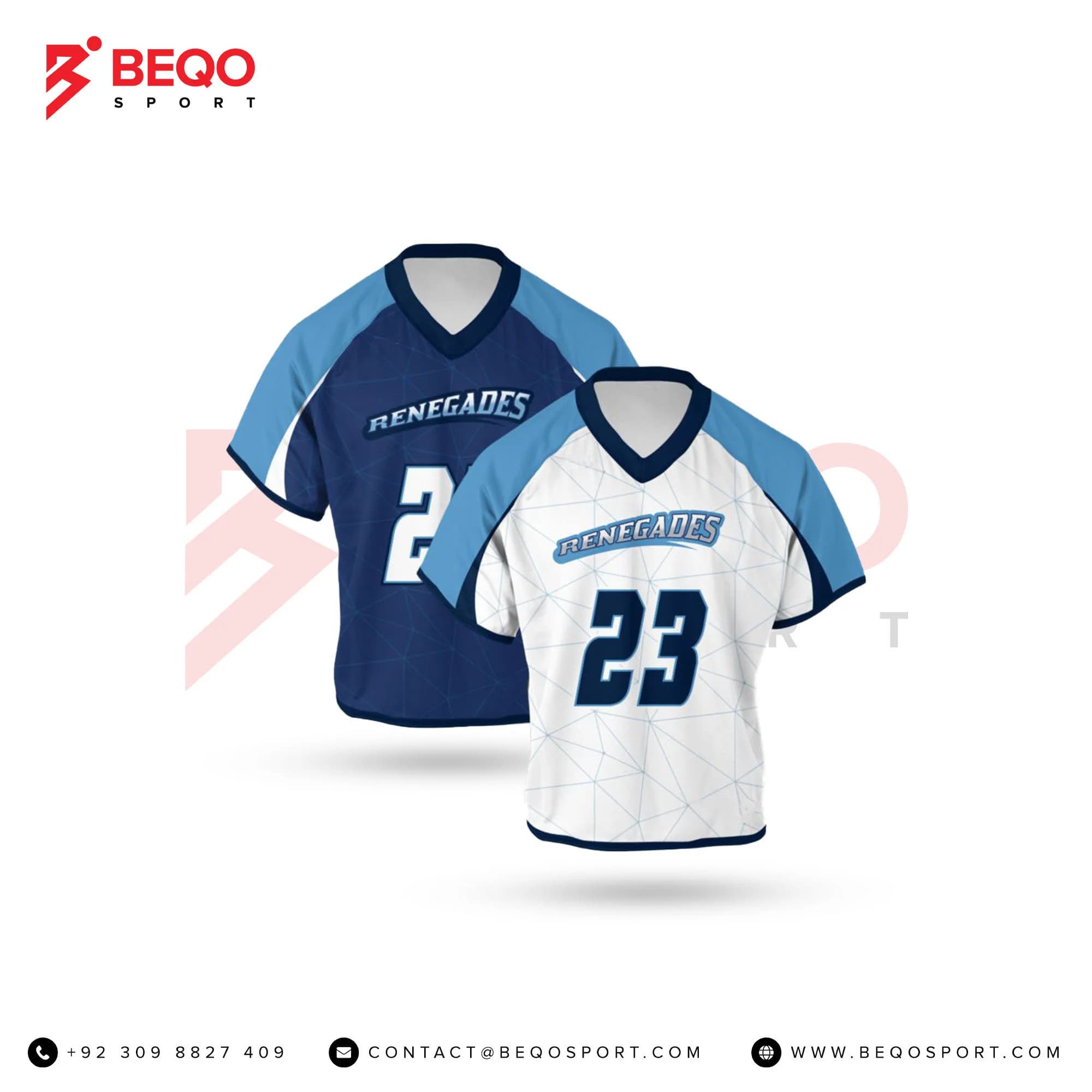 Light Blue And White Lacrosse V Neck Jerseys