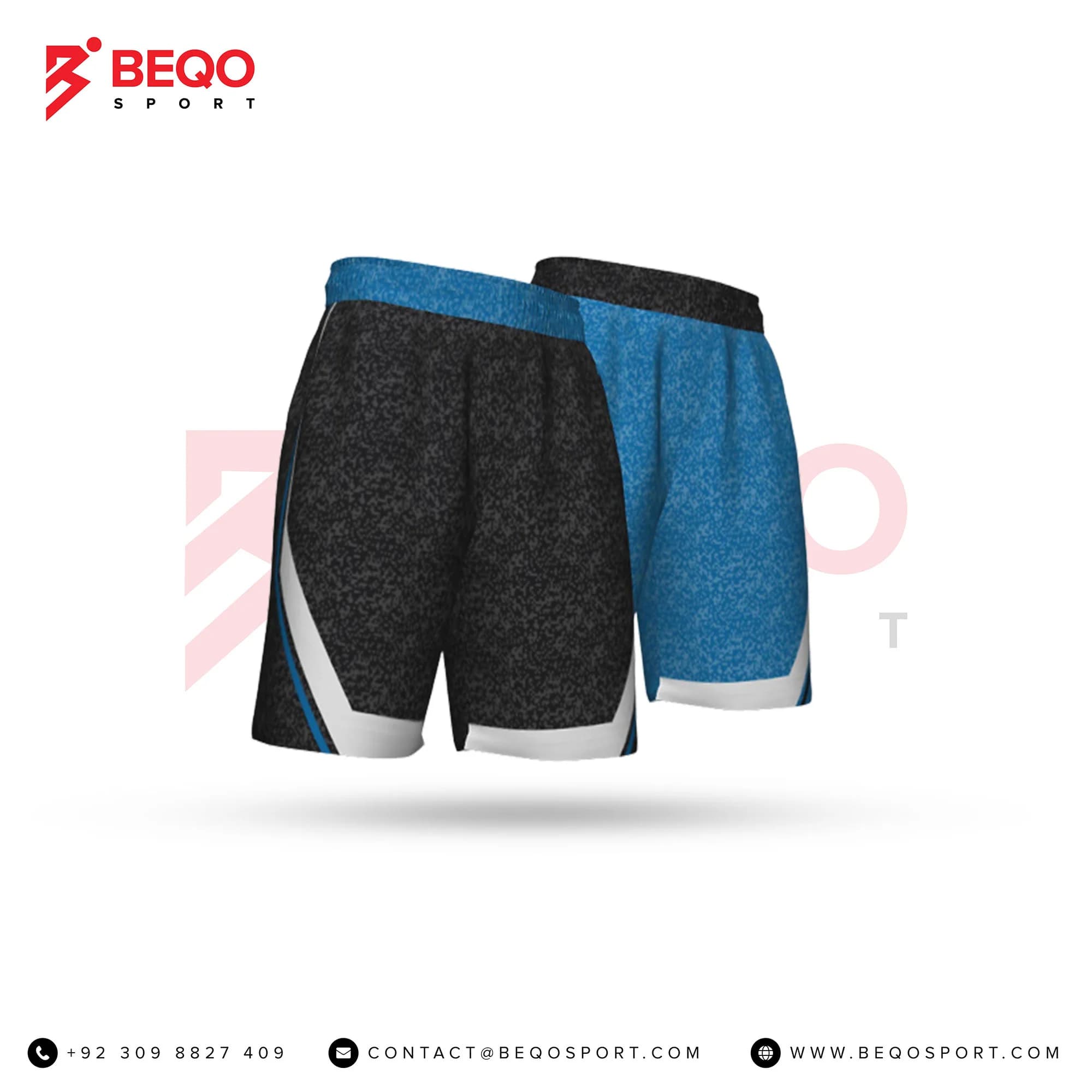 Men's Black and Skyblue Reversible Basketball Shorts