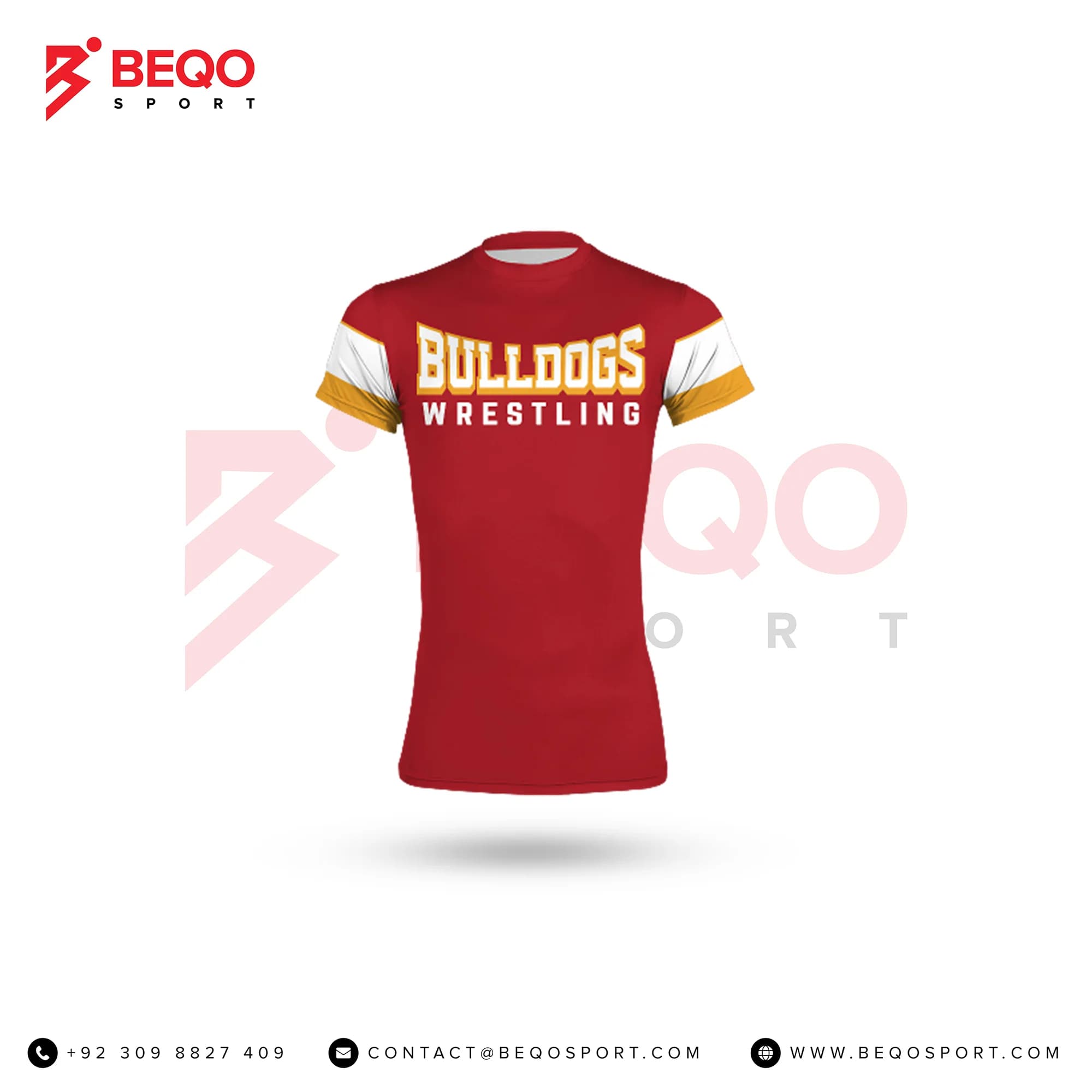 Red Wrestling Short Sleeve Compression Tee