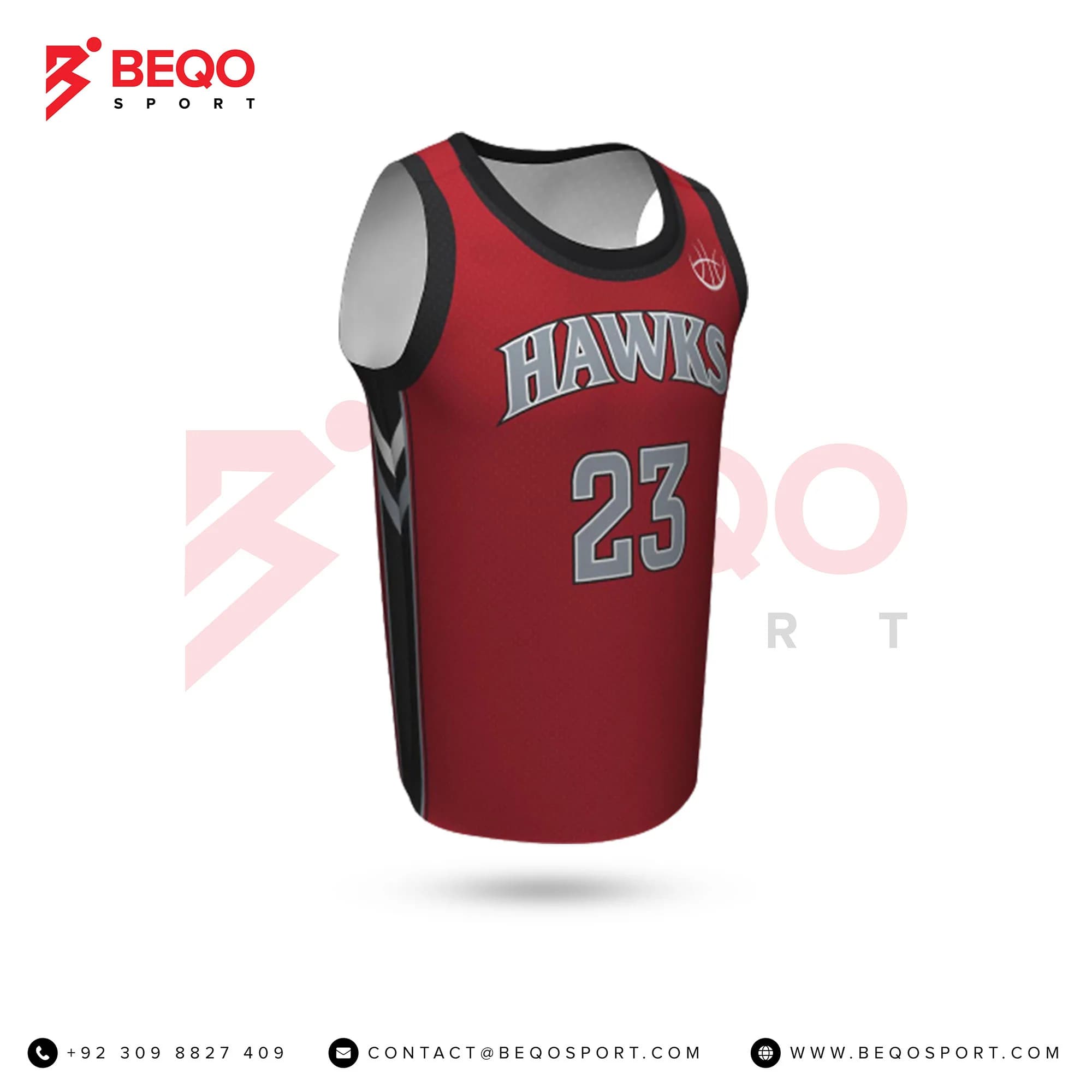 Red and Black Basketball Crew Neck Jersey