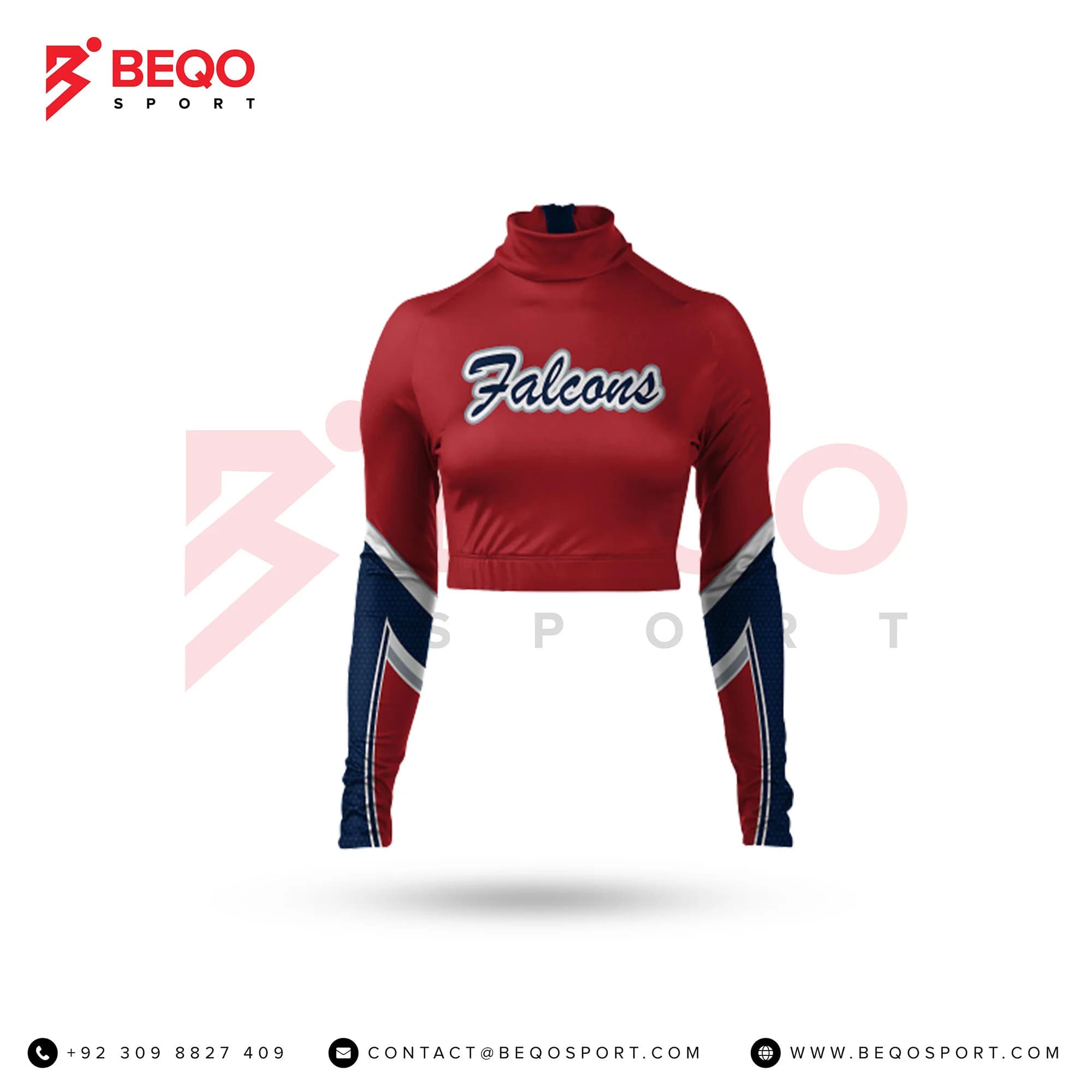 Red and Blue Cheer Mock Neck Bodyliner Shirts
