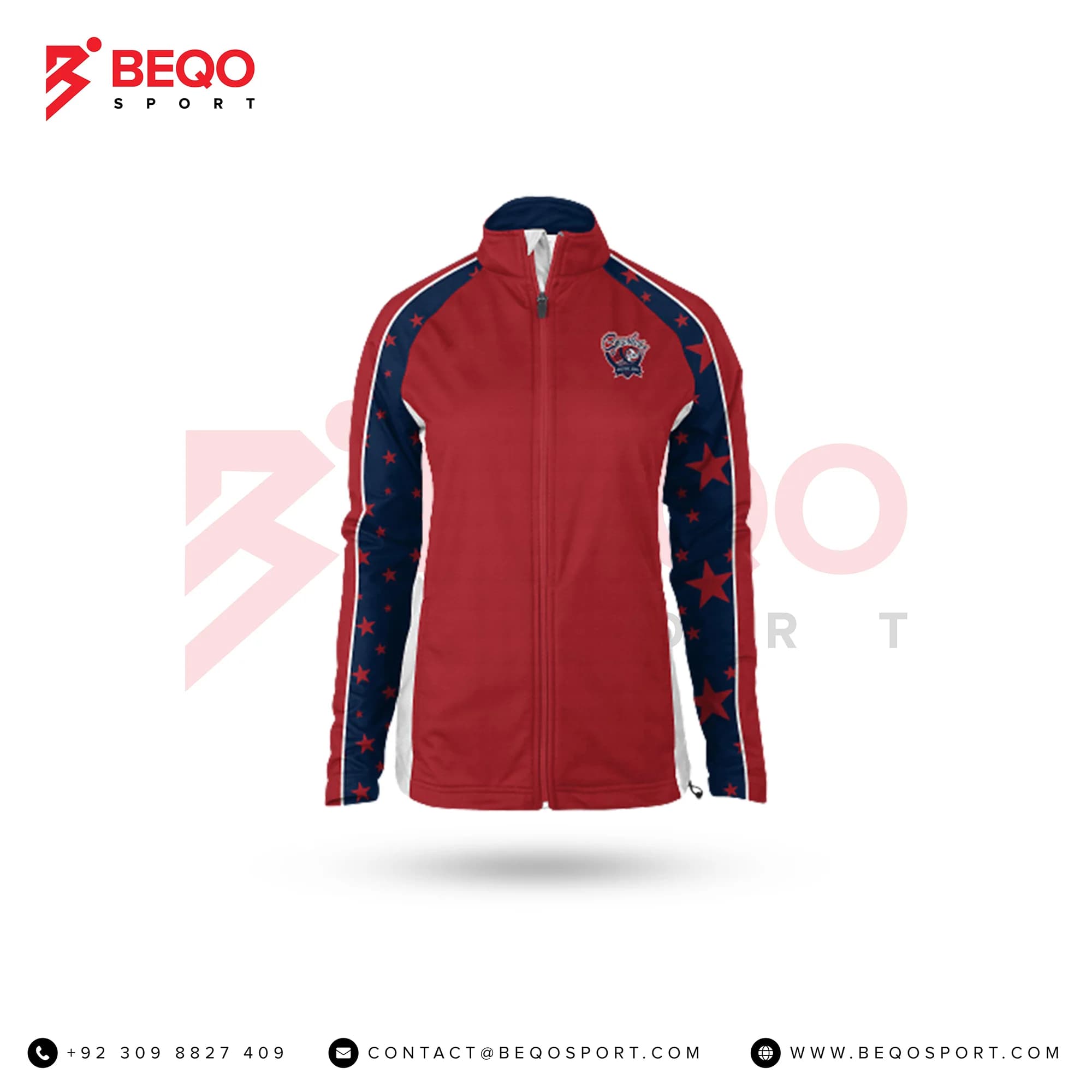 Red and Blue Ladies Verge Warm-Up Full-Zip Jacket