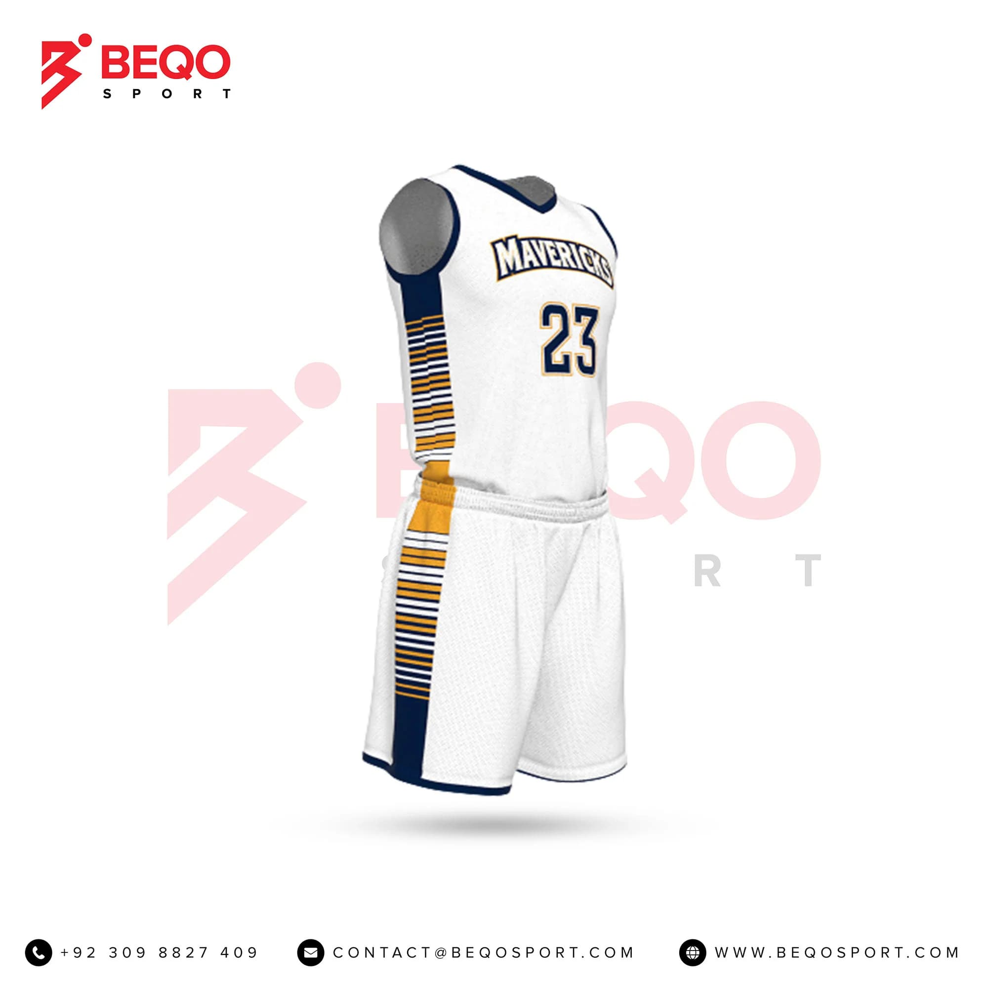 White Basketball Uniform Series Full V-Neck