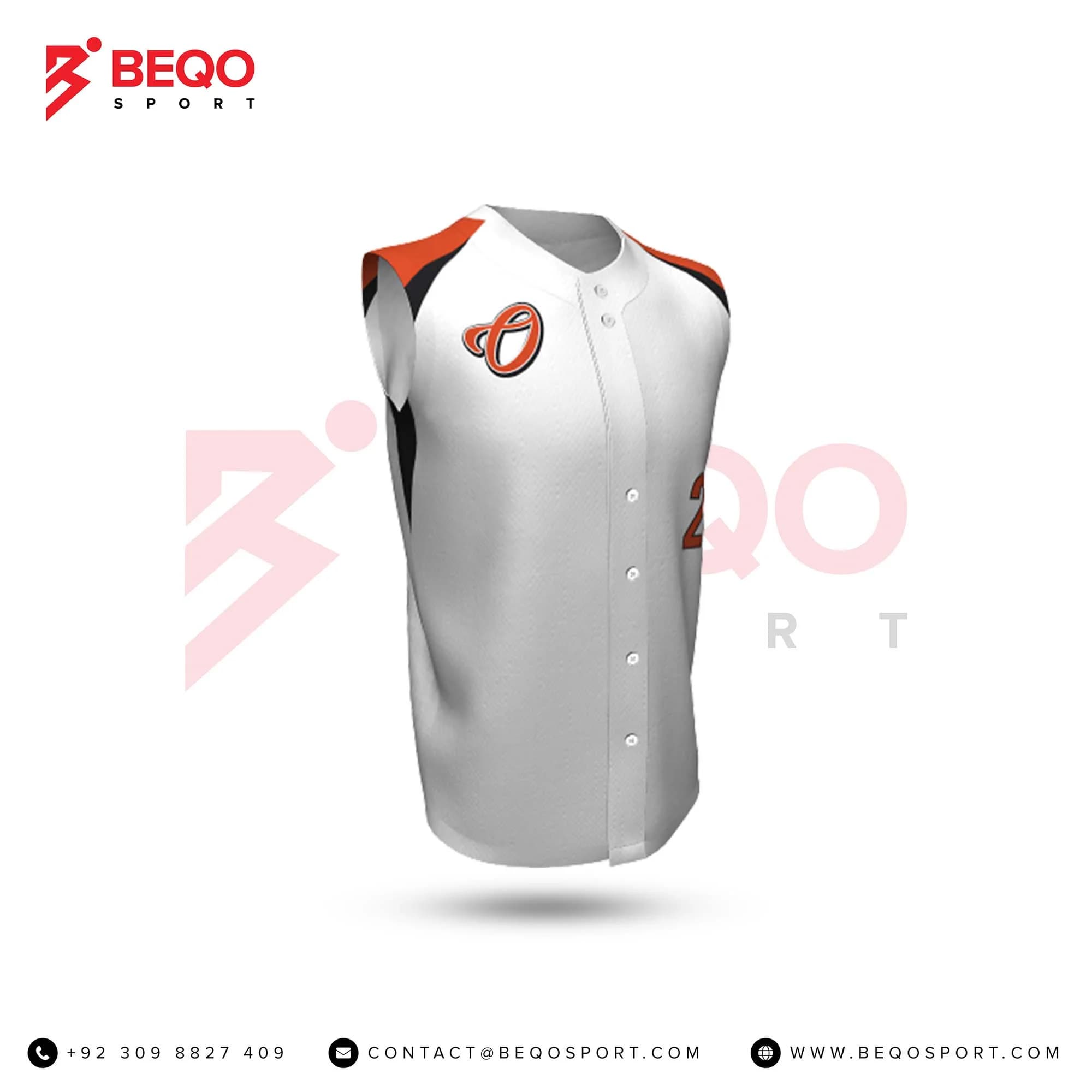 White Men's Full Button Sleeveless Baseball Jerseys