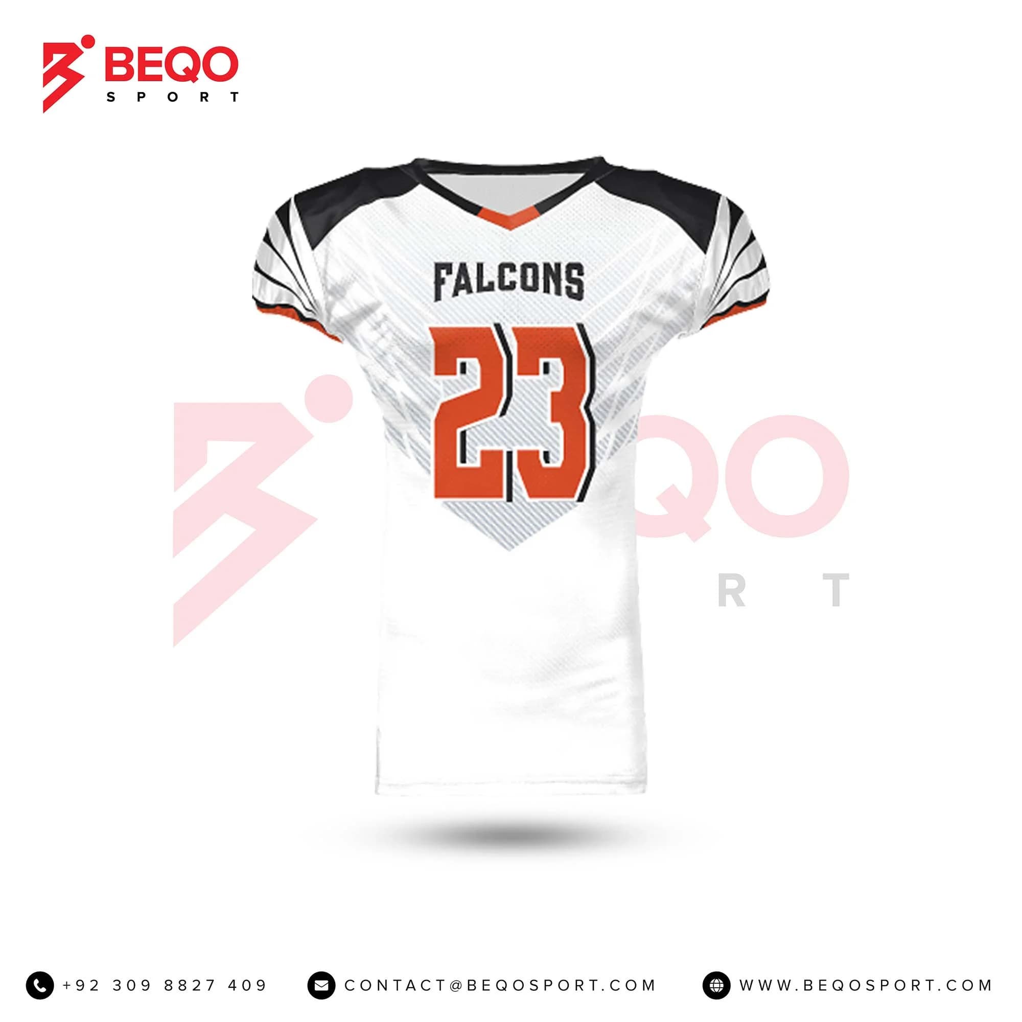 White and Black Sublimated American Football Jersey