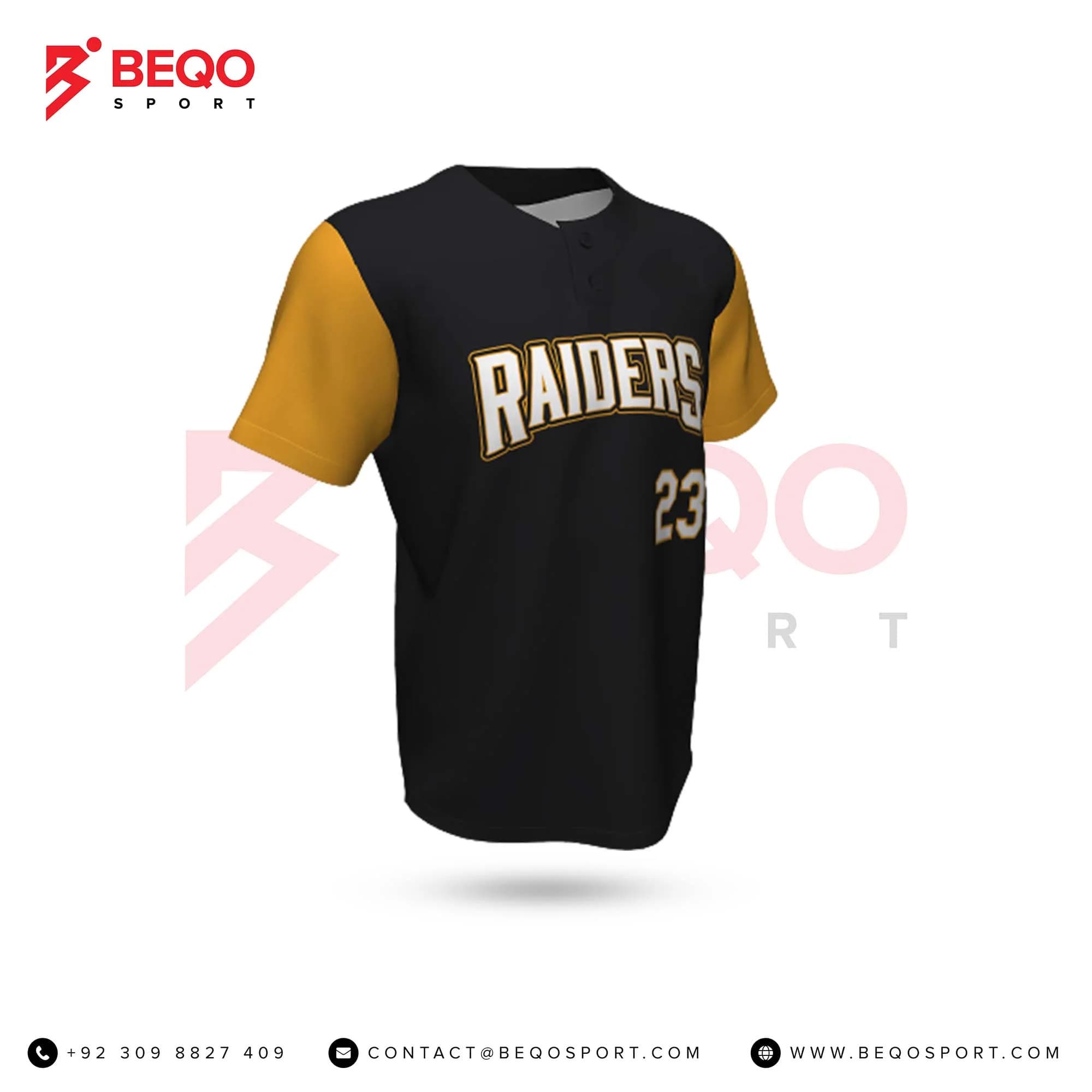 Yellow and Navy Baseball Two Button Jersey